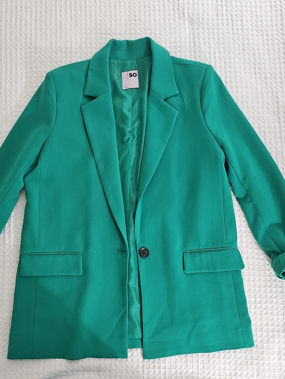 SO Teal Green Single-Button Blazer with Paperbag Waist Trousers M - Picture 2 of 4